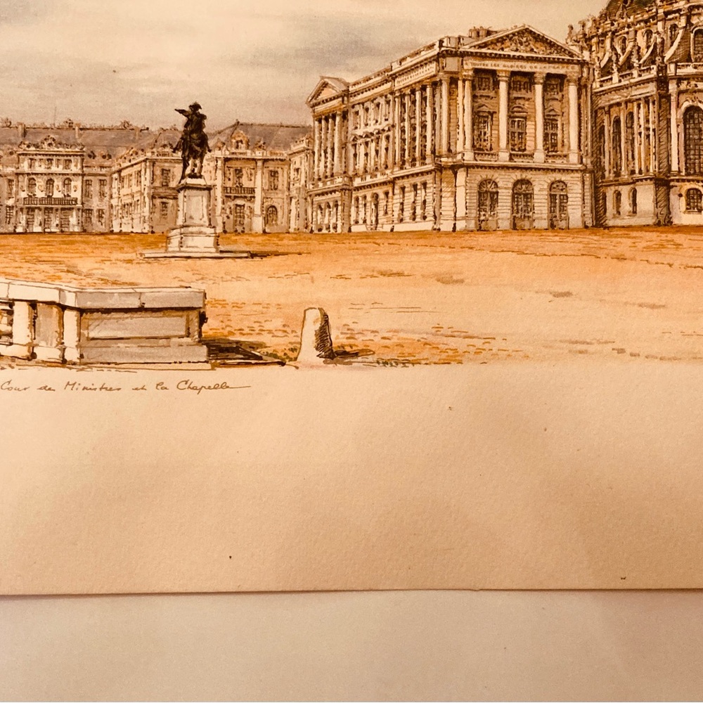 Antique color print on paper Palais de Versailles French architectural landmark - Picture 9 of 12